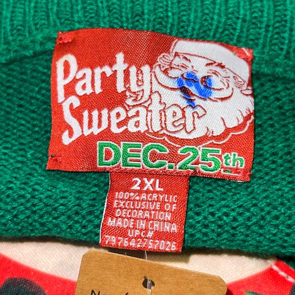 Party Sweater Dec 25th Baby Elf in a Carrier 3D Ugly Christmas Sweater Size 2XL - Picture 4 of 5